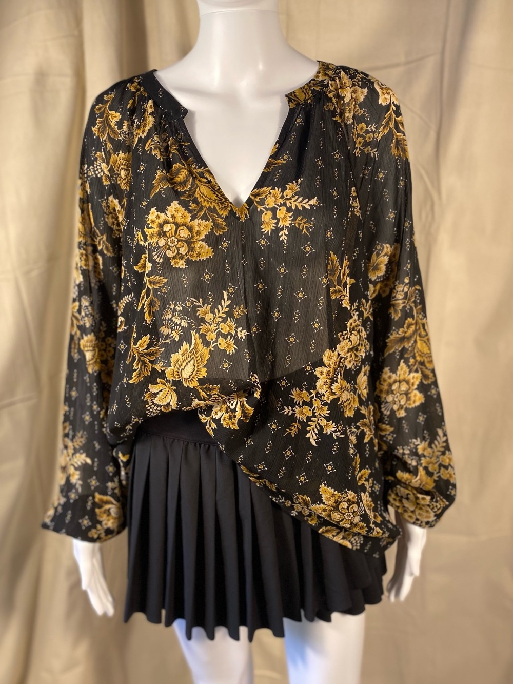 Torrid Crinkle Chiffon Lurex Peasant Long Sleeve Blouse